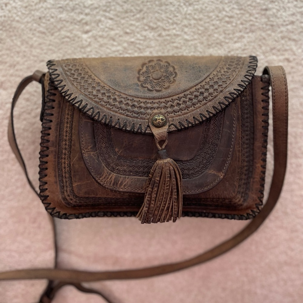PATRICIA NASH Leather Crossbody Bag w/Tassel
